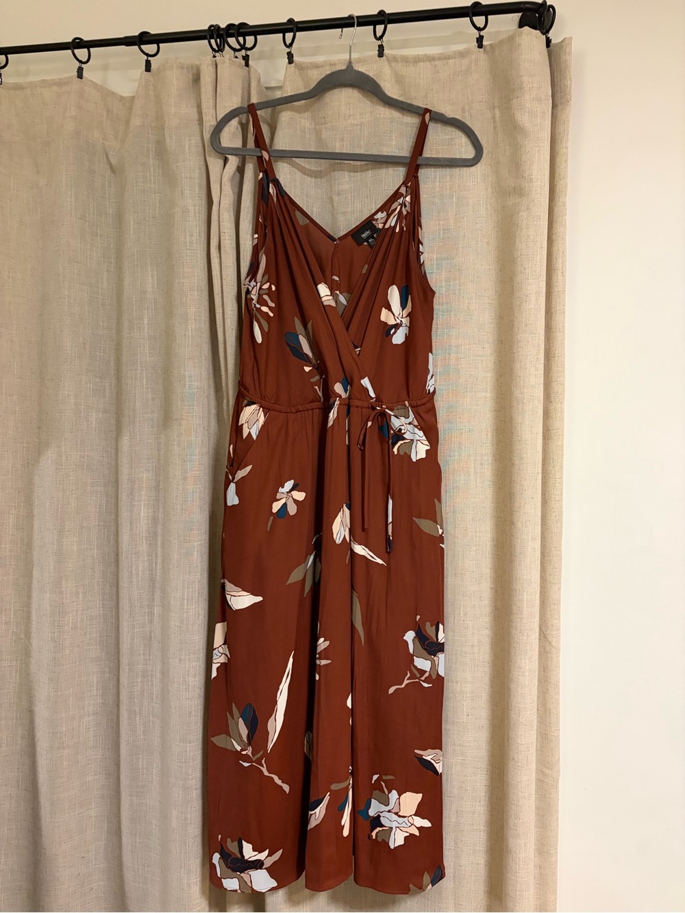 Massimo Rust Floral Midi Dress with Tie Waist